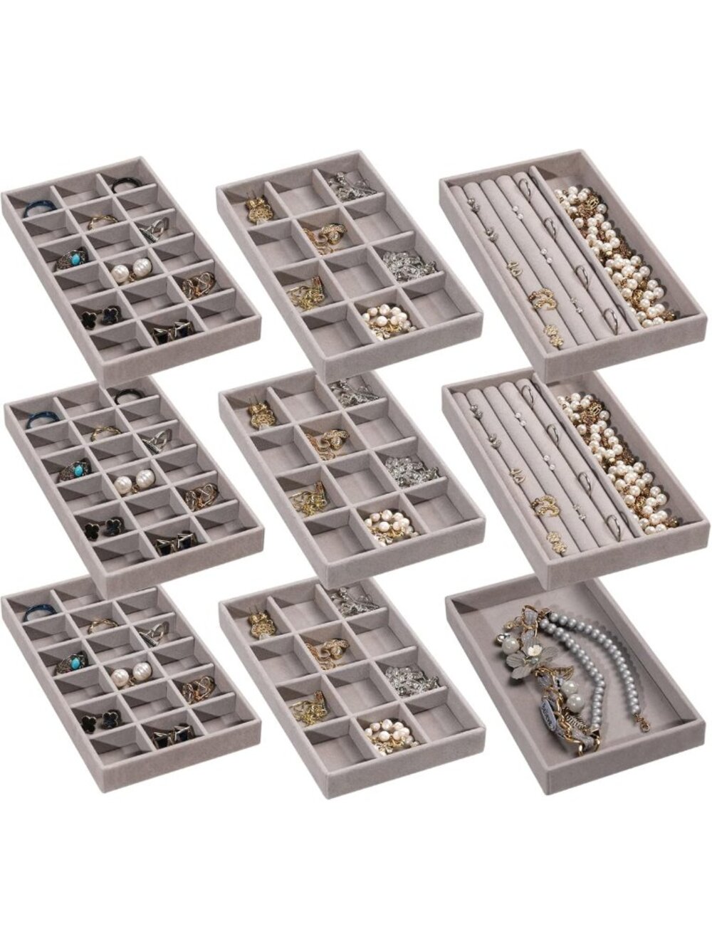 Jewelry Organizer Set of 9 - Stylish Drawer Trays for Accessories Storage
